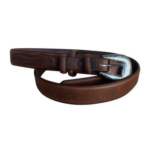 Men's Silver Creek Classics Vintage Brown Leather Belt Western EUC Size 44